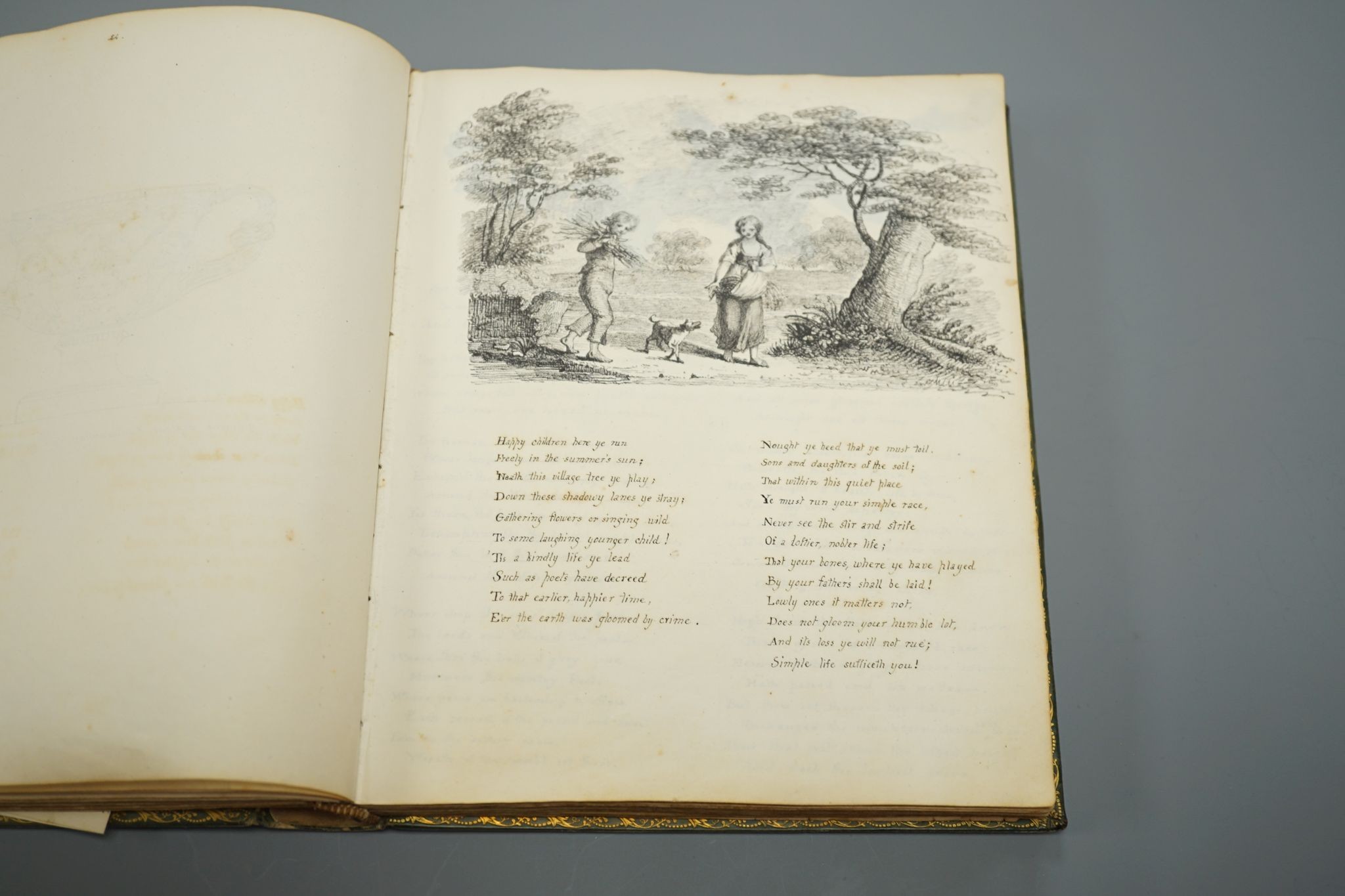 An early 19th century album of 152 watercolours, and pencil and ink drawings, including natural history still life subjects, land and seascapes and vignettes, many with accompanying verse and prose, by approximately 30 d